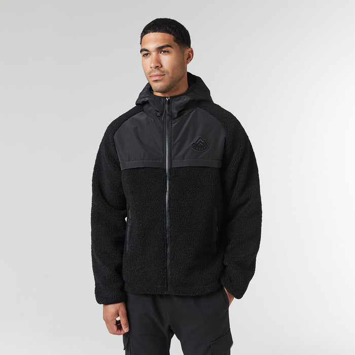 Crinkle Borg Panel Jacket | Black