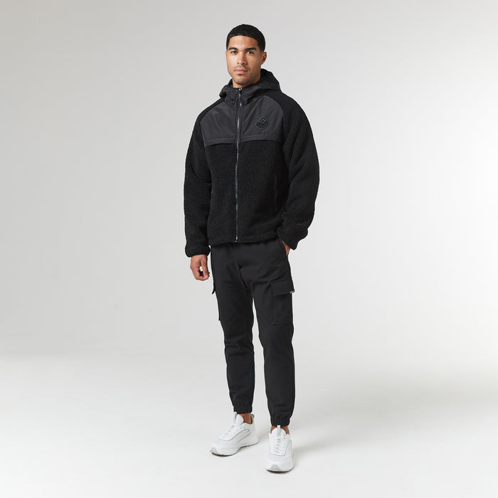 Crinkle Borg Panel Jacket | Black