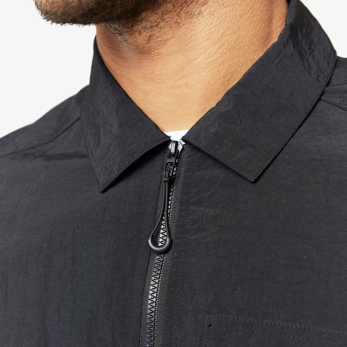 Crinkle Nylon Tech Overshirt | Black