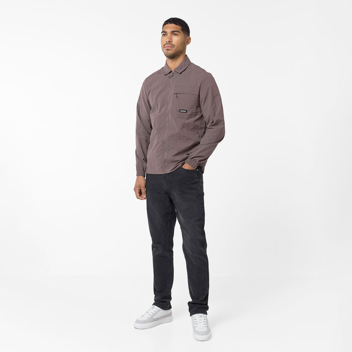 Crinkle Nylon Tech Overshirt | Brown