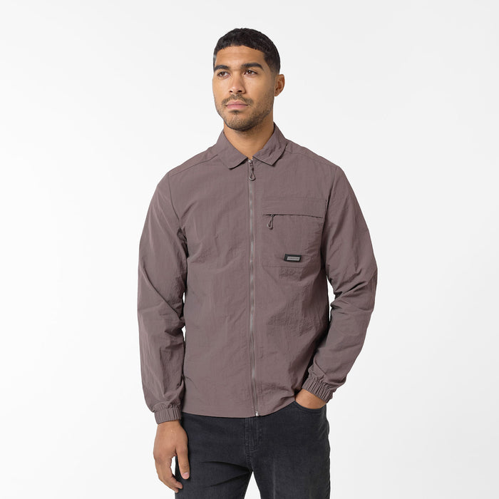 Crinkle Nylon Tech Overshirt | Brown
