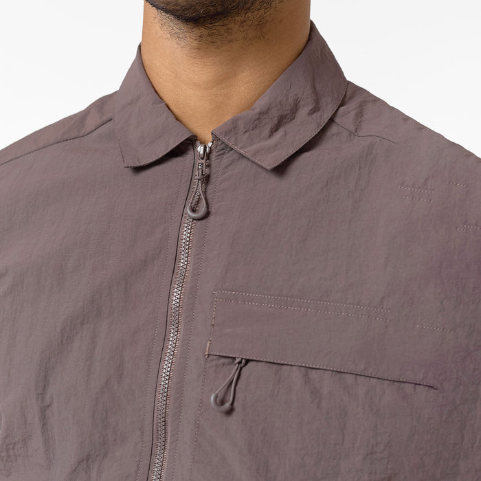 Crinkle Nylon Tech Overshirt | Brown