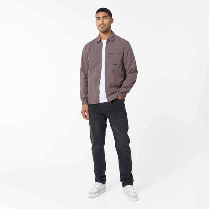 Crinkle Nylon Tech Overshirt | Brown