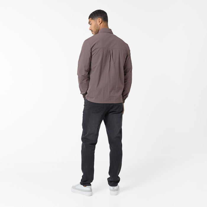 Crinkle Nylon Tech Overshirt | Brown