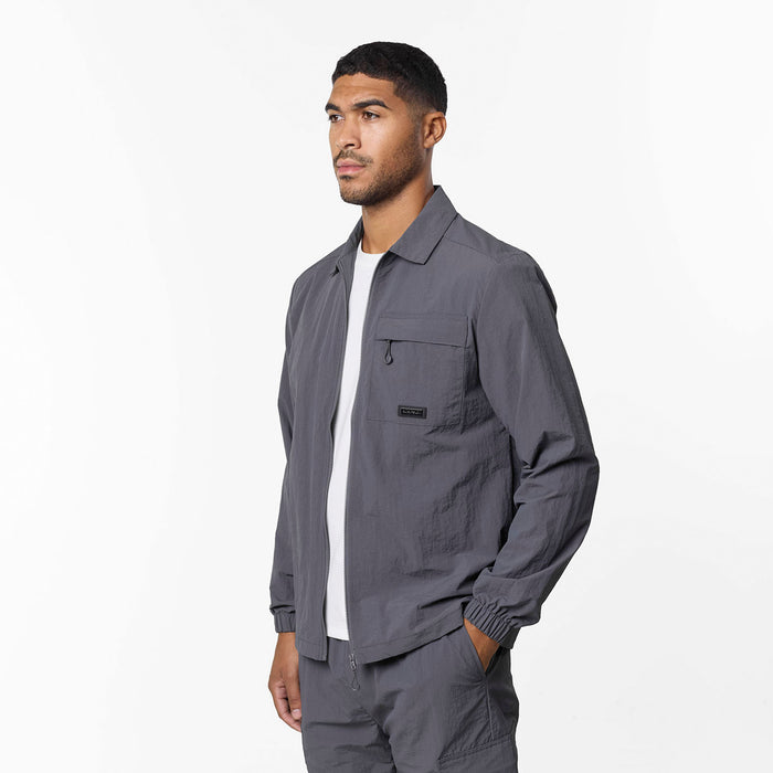 Crinkle Nylon Tech Overshirt | Charcoal