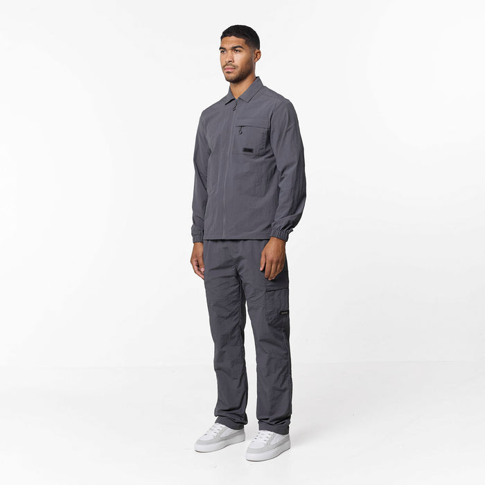 Crinkle Nylon Tech Overshirt | Charcoal