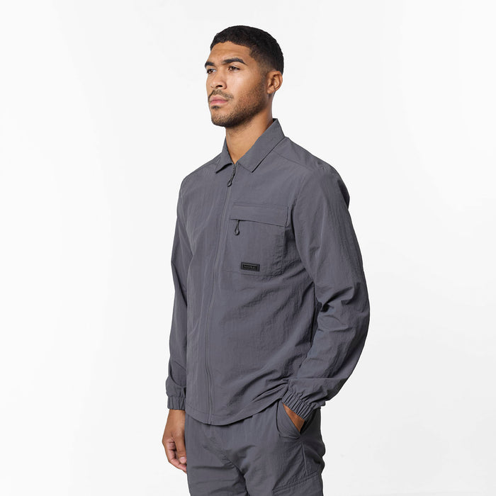 Crinkle Nylon Tech Overshirt | Charcoal