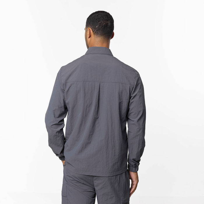 Crinkle Nylon Tech Overshirt | Charcoal