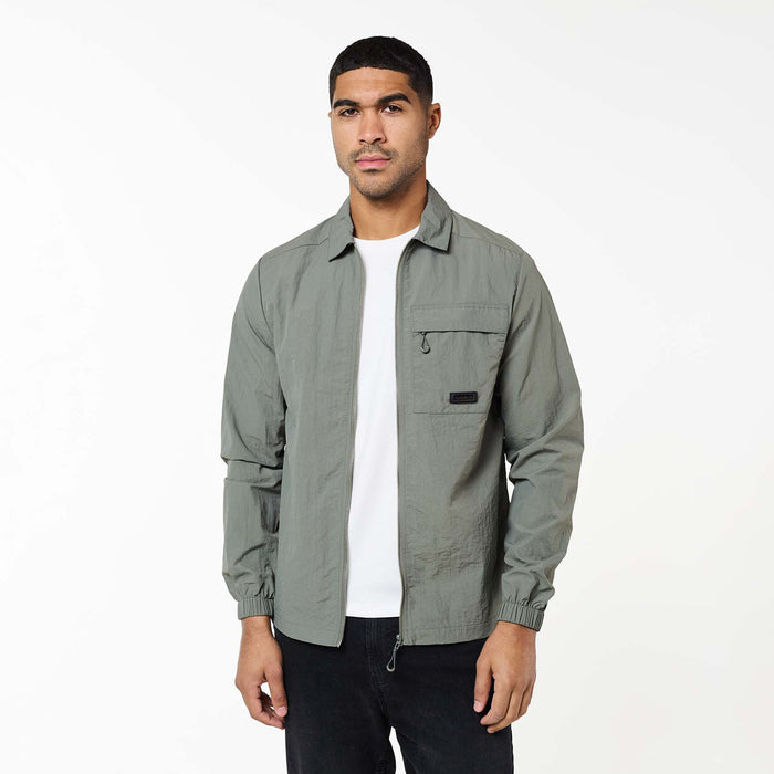 Crinkle Nylon Tech Overshirt | Olive