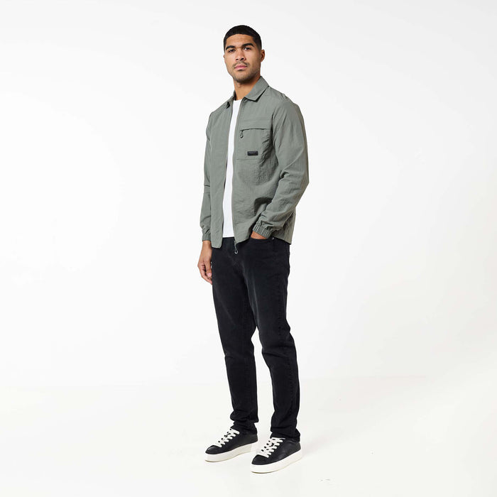 Crinkle Nylon Tech Overshirt | Olive