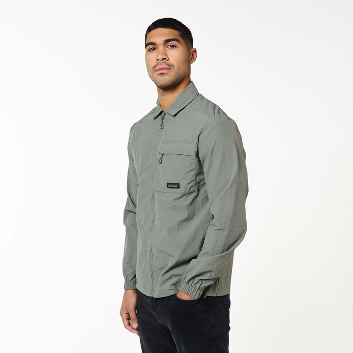 Crinkle Nylon Tech Overshirt | Olive