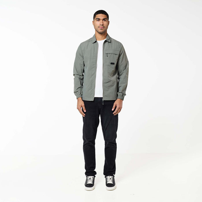 Crinkle Nylon Tech Overshirt | Olive
