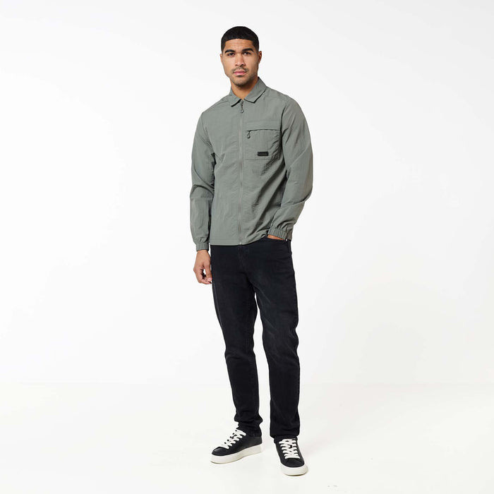 Crinkle Nylon Tech Overshirt | Olive