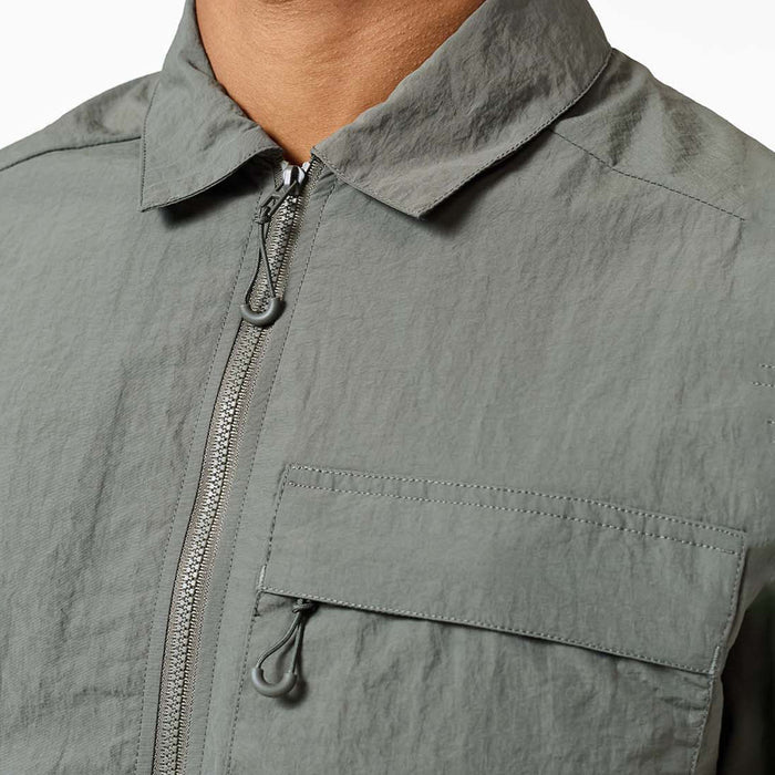 Crinkle Nylon Tech Overshirt | Olive