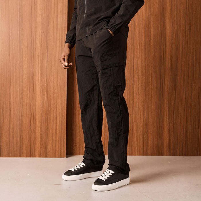 Crinkle Nylon Tech Utility Pant | Black