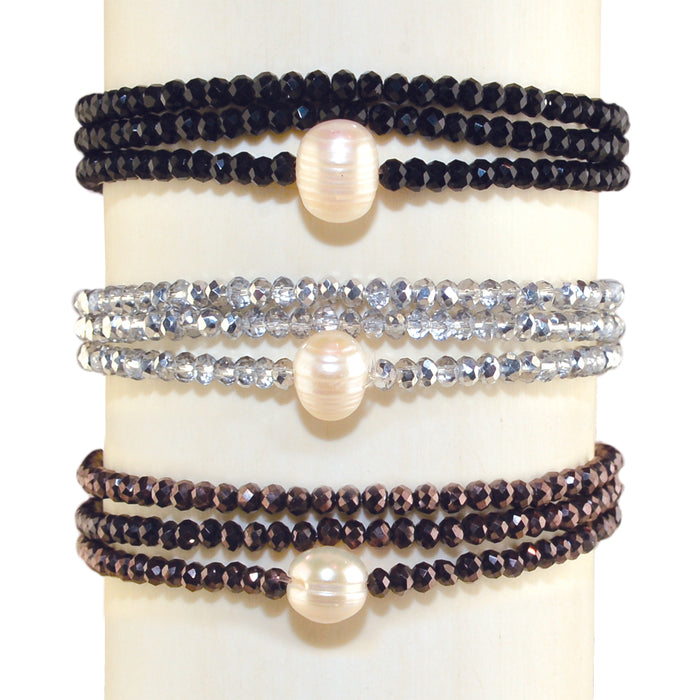 Crystal Pearl Wrap Bracelet