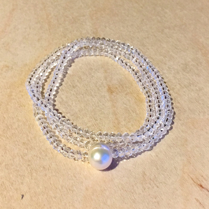 Crystal Pearl Wrap Bracelet