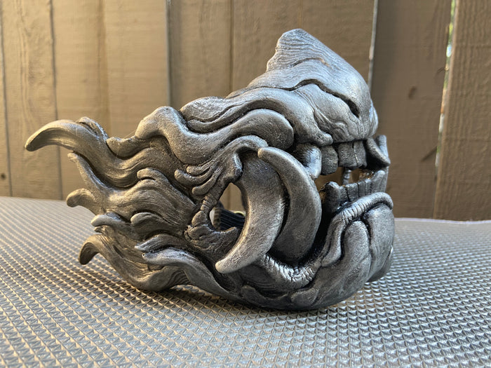 CUSTOM ORDER-SNARL HALF MASK- ANTIQUE SILVER