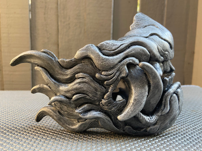 CUSTOM ORDER-SNARL HALF MASK- ANTIQUE SILVER