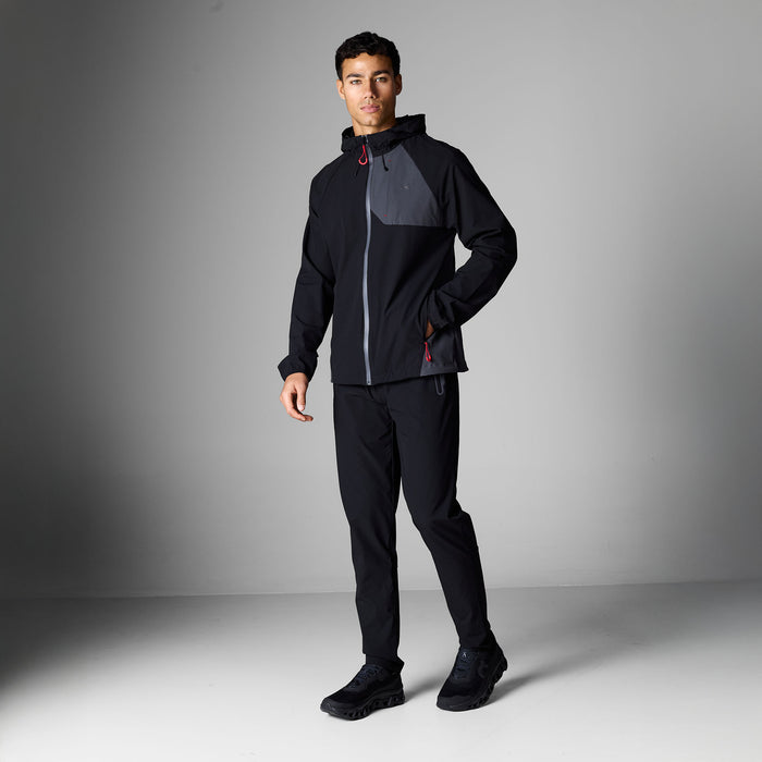 Men's Cyclone Contrast Tracksuit in black, graphite and red – full front view