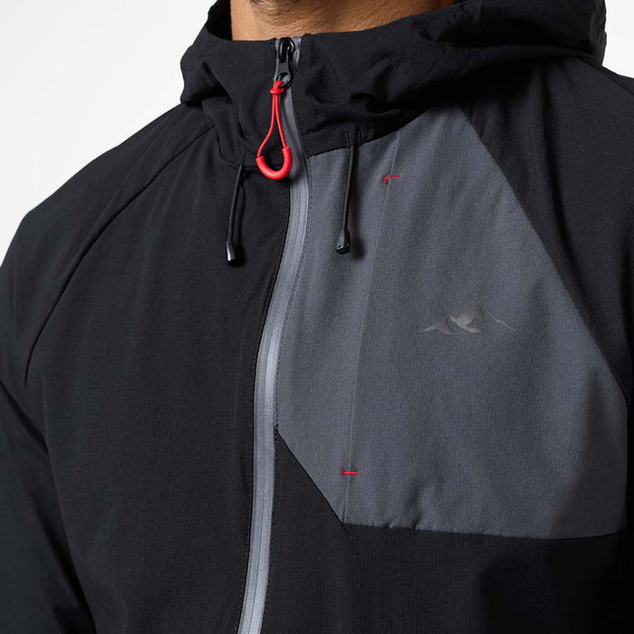 Men's Cyclone Contrast Tracksuit Jacket in black, graphite and red – chest panel and zip detail
