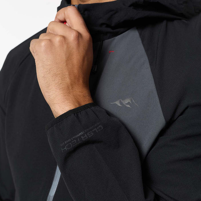 Men's Cyclone Contrast Tracksuit Jacket in black, graphite and red – reflective chest logo and cuff detail