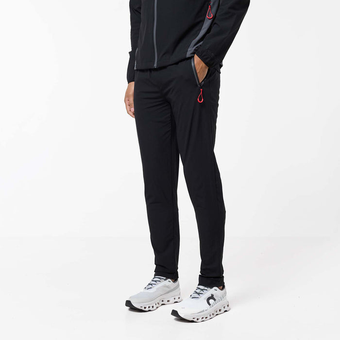 Men's Cyclone Contrast Tracksuit Pants in black – front view with heat seal zipped pocket