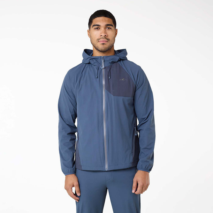 Men's Cyclone Contrast Tracksuit Jacket in steel blue – front view with contrast chest panel