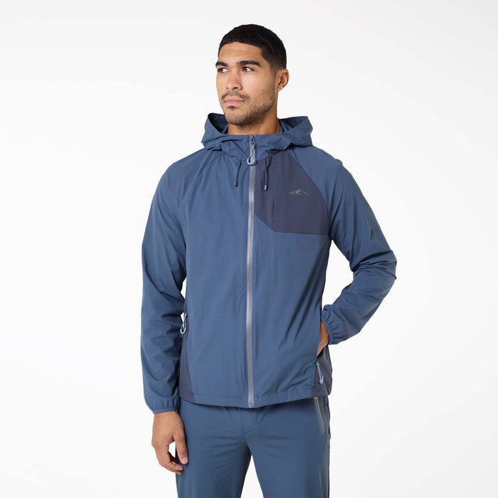 Men's Cyclone Contrast Tracksuit Jacket in steel blue – reflective chest logo and cuff detail