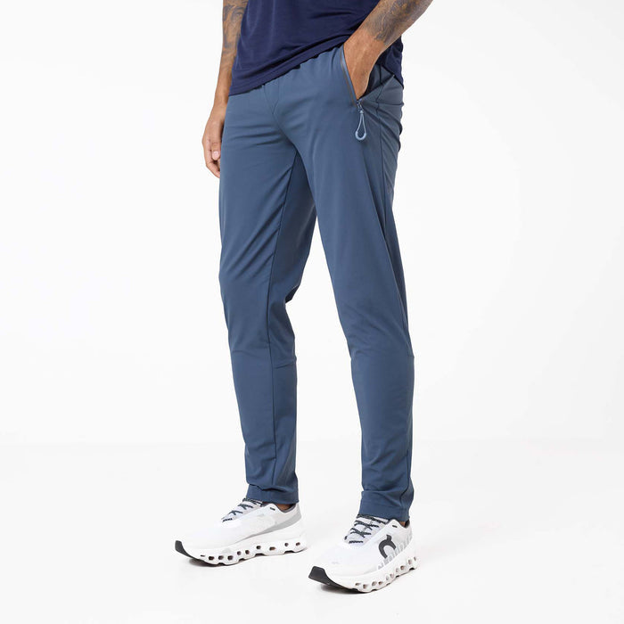 Men's Cyclone Contrast Tracksuit Pants in steel blue – front view with heat seal zipped pocket