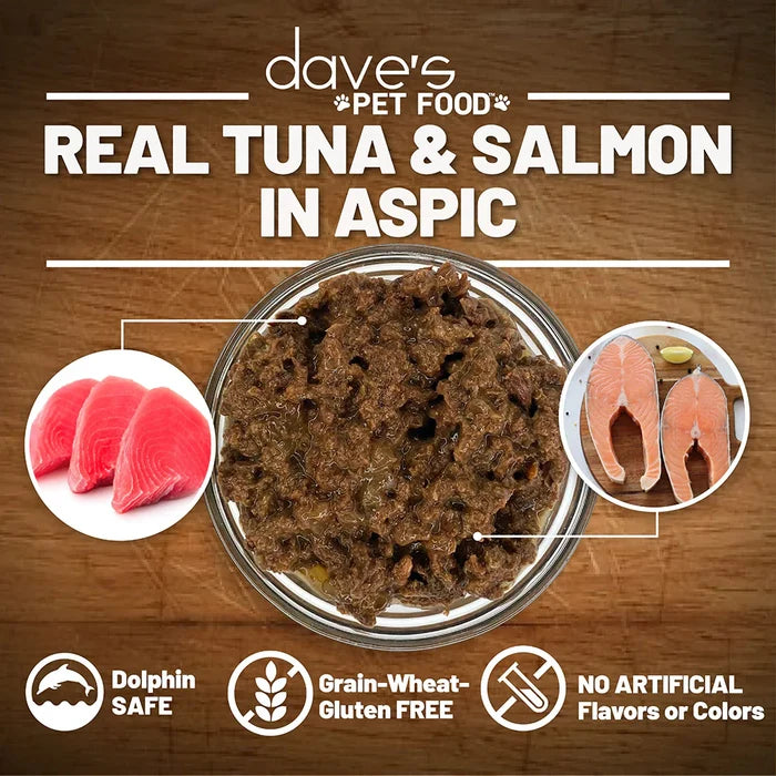 Dave’s Naturally Healthy Grain Free Cat Food Tuna & Salmon Dinner in Aspic