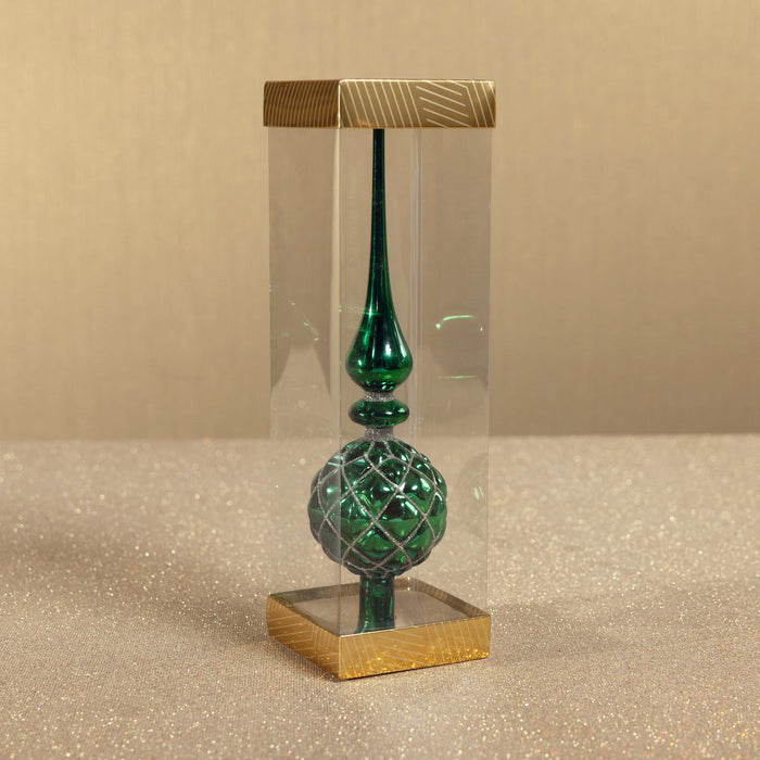 Dazzling Metallic Glass Tree Topper - Green - Christmas Decor by Carlyle Avenue