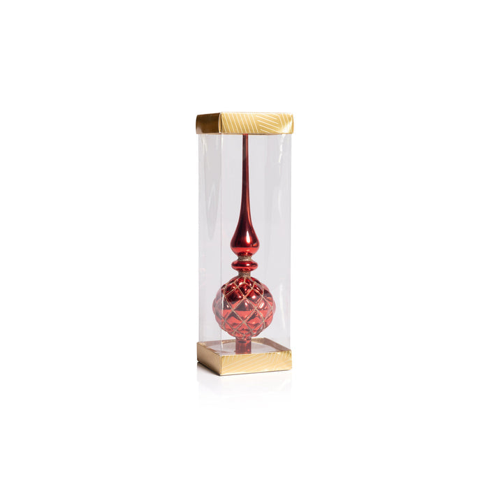 Dazzling Metallic Glass Tree Topper - Red - Christmas Decor by Carlyle Avenue