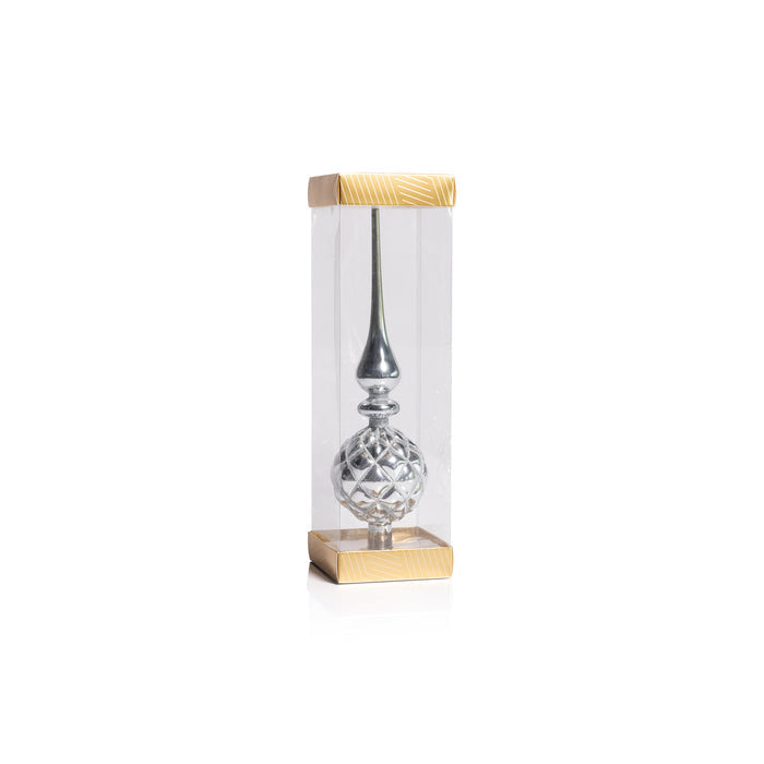 Dazzling Metallic Glass Tree Topper - Silver - Christmas Decor by Carlyle Avenue