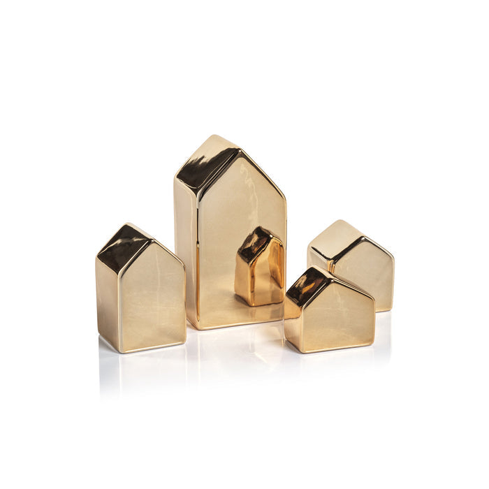 Decorative Ceramic House - Gold - Christmas Decor by Carlyle Avenue