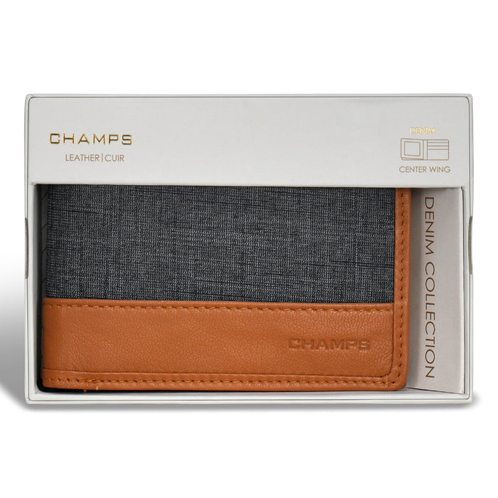 Denim / Leather Center Wing Wallet *Drop Ship*