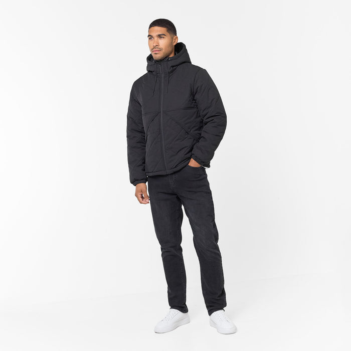 Diamond Quilted Pocket Puffer Jacket | Black