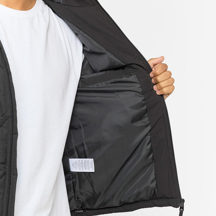 Diamond Quilted Pocket Puffer Jacket | Black