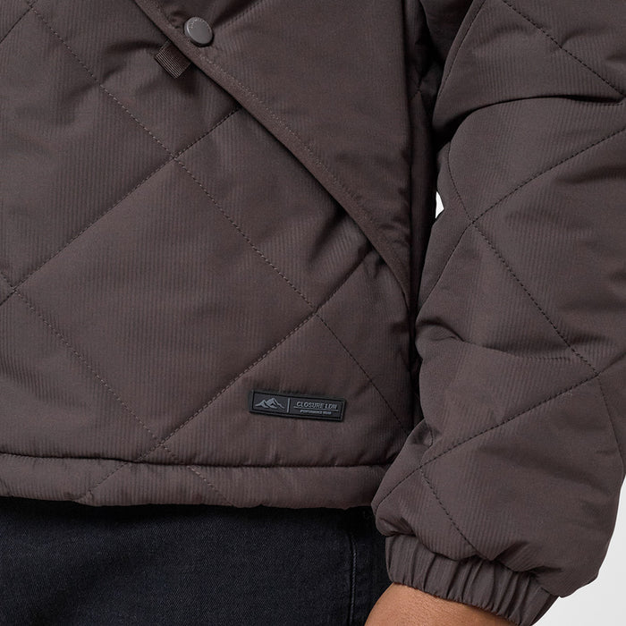 Diamond Quilted Pocket Puffer Jacket | Brown