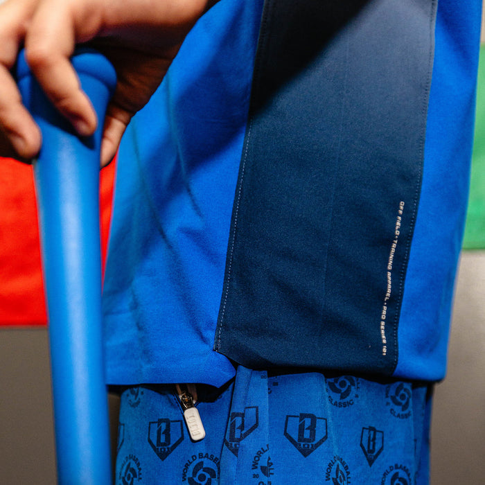 Adult model wearing blue Diamond Tech Vented Italy graphic tee