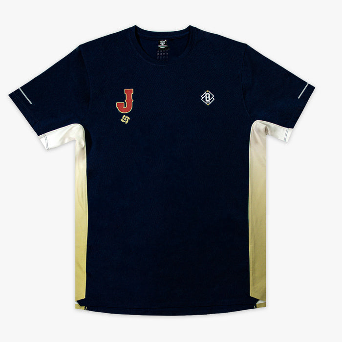 Navy Diamond Tech Vented Japan youth graphic tee — front view