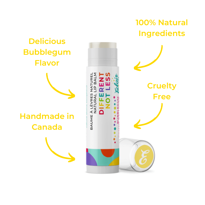 Bubblegum flavor lip balm, handmade in Canada, 100% natural ingredients.