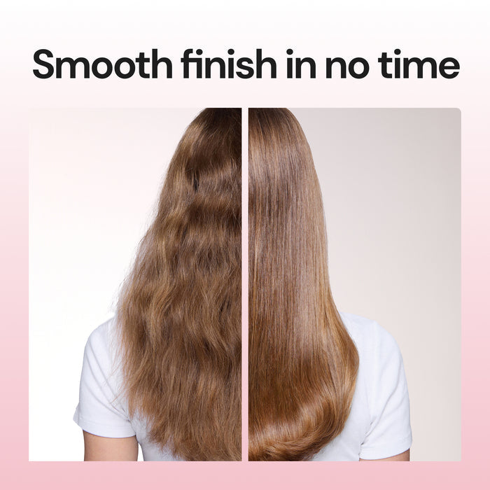 before and after. Text reads "Smooth finish in no time"