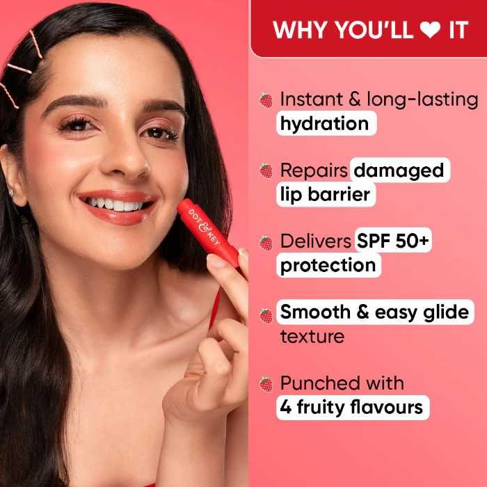 Dot and Key Barrier Repair Hydrating Tinted Lip Balm SPF 50  PA+++ - Strawberry Red