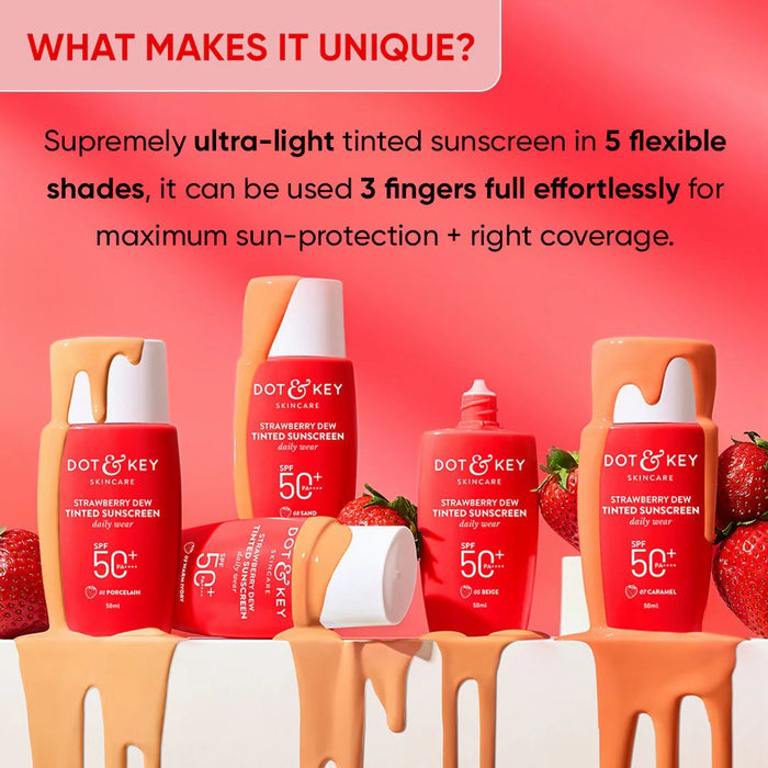 Dot and Key Strawberry Dew Tinted Sunscreen SPF 50+ 50ml - Porcelain