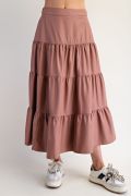 Easel Faux Leather Tiered Maxi Skirt