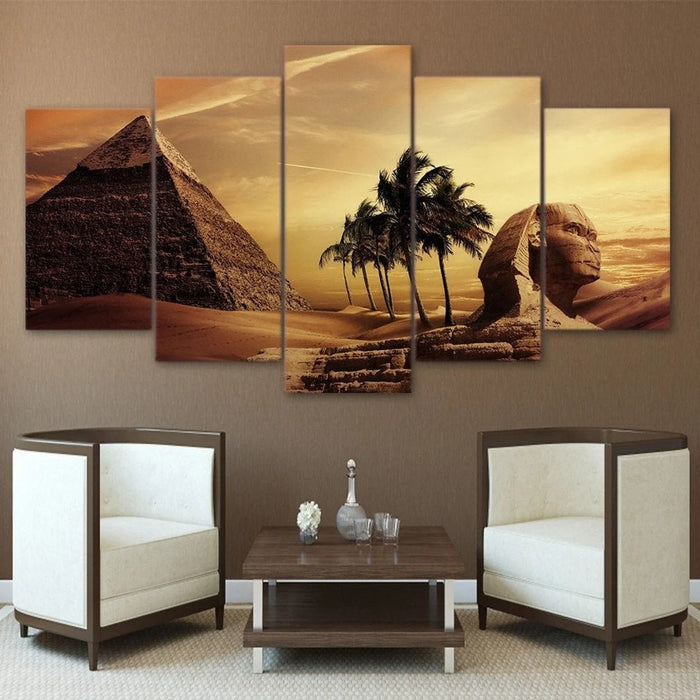 Egypt Pyramids Androsphinx Sunset Wall Art Frame Canvas Printing Decor - BlueArtDecor