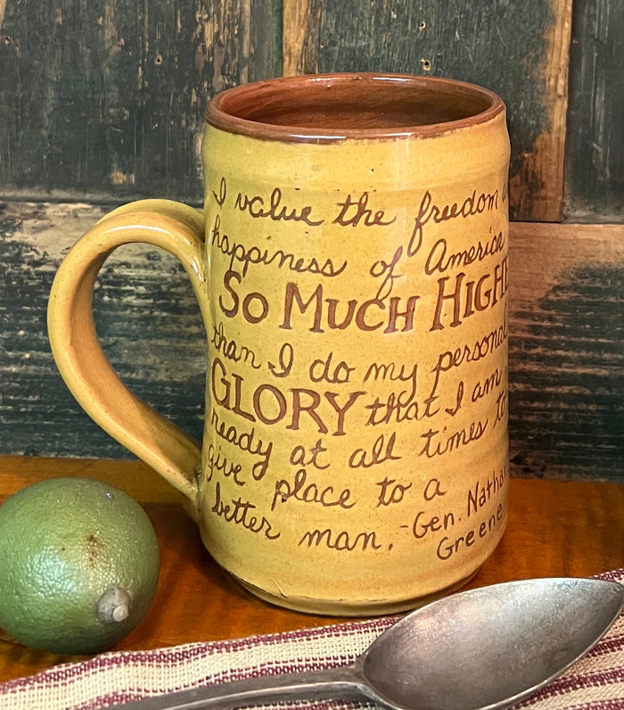 EJS-160 "So Much Higher..." Yellow Pottery Quote Mug