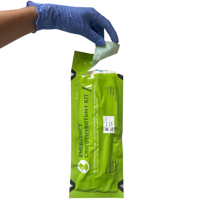 Emergency Cricothyrotomy Kit, being opened