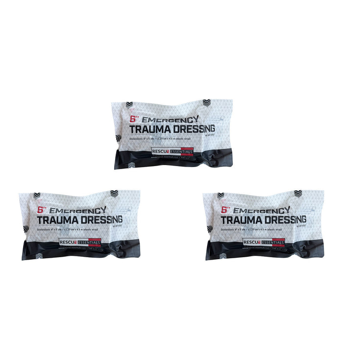 6" Rescue Essentials Emergency Trauma Dressing - 3 Pack